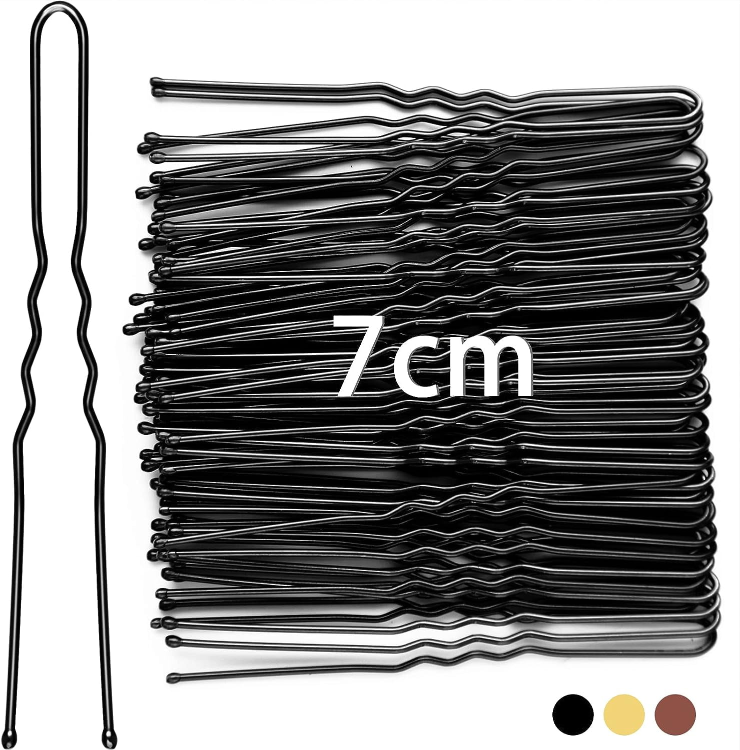 7cm Hair Pins for Buns, 50pcs Bobby Pins Black, U Shaped Hair Pins for
