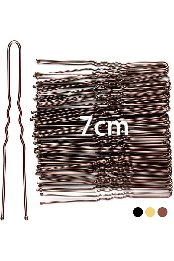 7cm Hair Pins for Buns, Pack of 50, Brown U Shaped Hair Pins for Women Girls