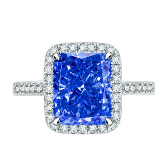 7ct Zircon Engagement Rings for Women Radiant Cut 8*10mm Zircon Women Wedding Rings S925 Sterling Silver Rings for Women Stylish Hypoallergenic Personalized Promise Rings