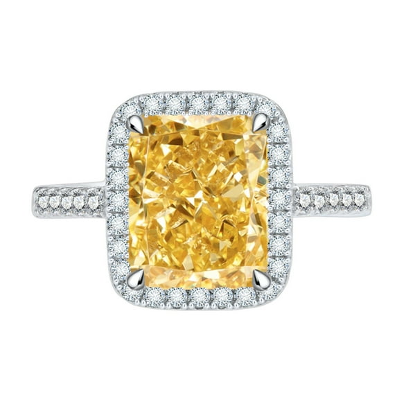 7ct Zircon Engagement Rings for Women Radiant Cut 8*10mm Zircon Women Wedding Rings S925 Sterling Silver Rings for Women Stylish Hypoallergenic Personalized Promise Rings