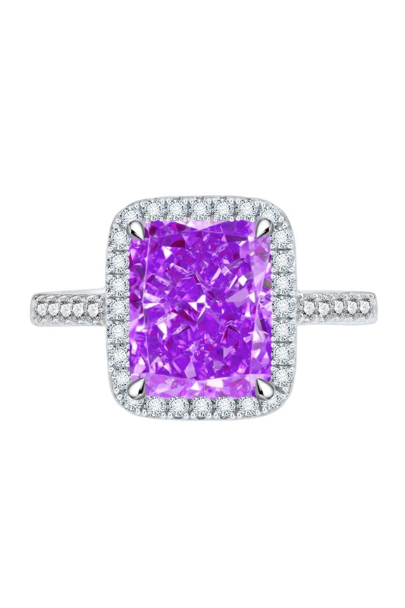 7ct Zircon Engagement Rings for Women Radiant Cut 8*10mm Zircon Women Wedding Rings S925 Sterling Silver Rings for Women Stylish Hypoallergenic Personalized Promise Rings