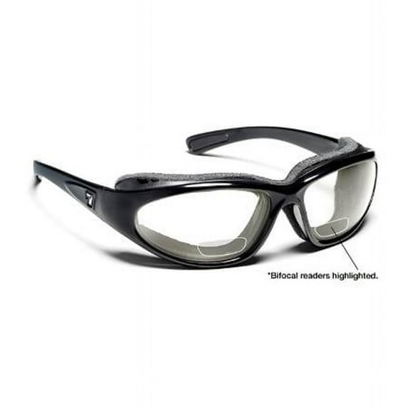 7eye 140540D Bora Sharp View Clear Plus 2.00 Reader Sunglasses- Glossy Black - Medium & Extra Large
