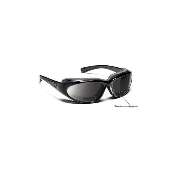 7eye 140541F Bora Sharp View Gray Plus 2.50 Reader Sunglasses- Glossy Black - Medium & Extra Large