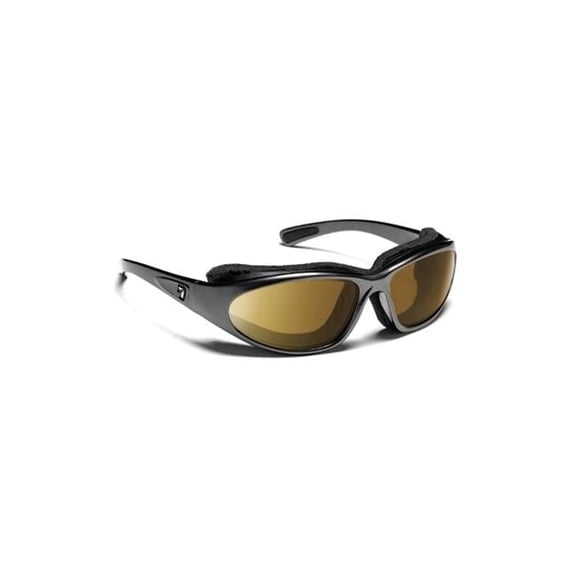 7eye Bora Wind-Blocking Padded Sunglasses for Outdoors, Copper Lenses, Glossy Black