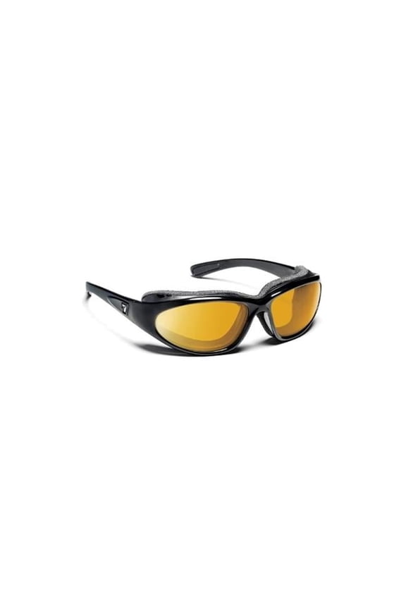 Bora Wind-Blocking Padded Sunglasses for Outdoors, UV400, Yellow Lenses, Glossy Black