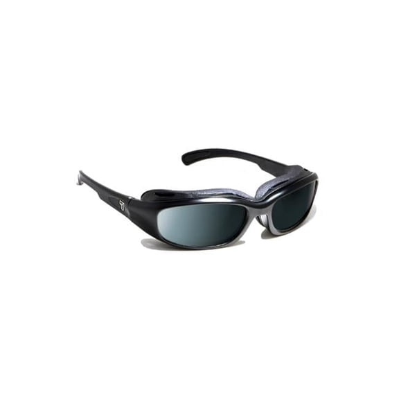 7eye Churada Wind-Blocking Padded Polarized Sunglasses for Outdoors, UV400, Polarized Gray Lenses, Matte Black, Small & Medium