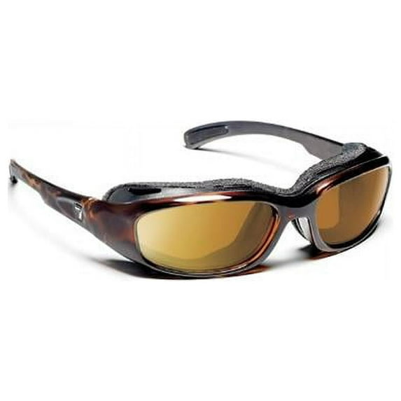 7eye Churada Wind-Blocking Padded Polarized Sunglasses for Outdoors, UV400, Polarized Gray Lenses, Dark Tortoise, Small & Medium