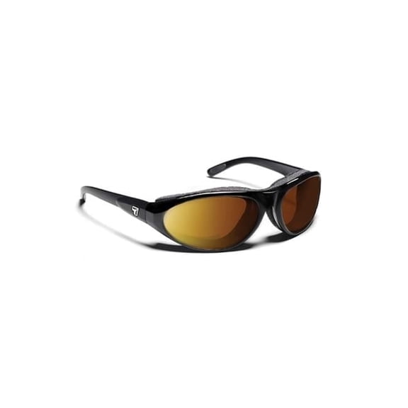7eye Cyclone Wind-Blocking Padded Sunglasses for Outdoors, UV400, Yellow Lenses, Glossy Black
