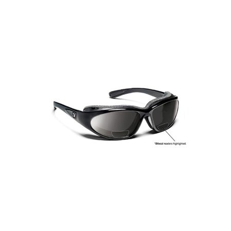 7eye Bora Sharp View Gray Plus 2.00 Reader Sunglasses- Glossy Black - Medium & Extra Large