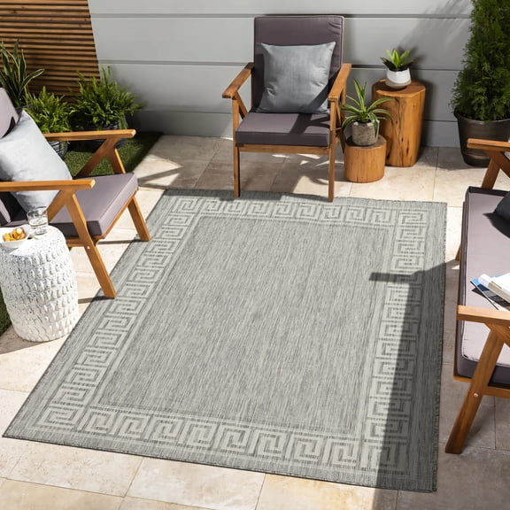7ft. 10in. X 10ft. 3in. Area Rug - Sunshine Gchar2003 Silver. For Indoor And Outdoor, Stain , Polypropylene Construction Silver Suited For Both Outdoor. Stain-,
