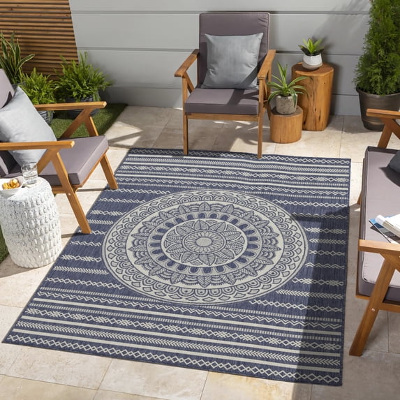7ft. 10in. X 10ft. 3in. Sunshine Gchar2016 Area Rug - Blue, Polypropylene, Stain , , For Refined Living Spaces Indoor & Outdoor Activity