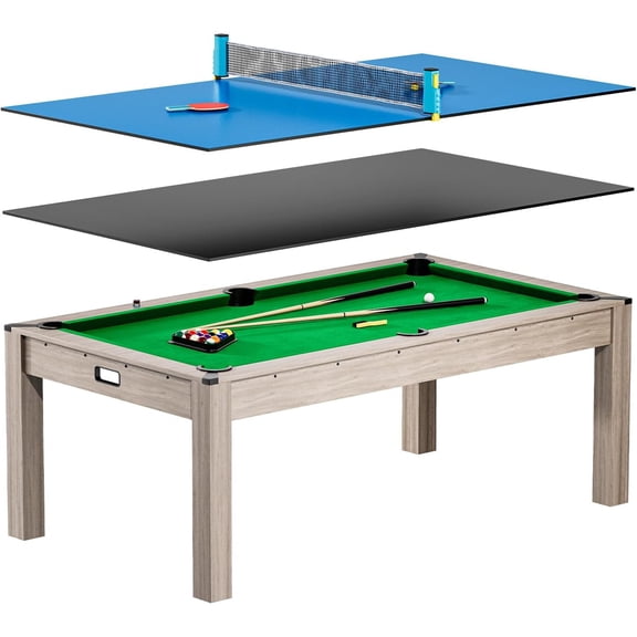 7ft 3-in-1 Pool Table Combo – Dining, Table Tennis & Billiards with Full Accessory Set