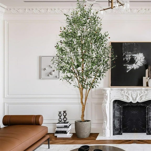 7ft/8ft Faux Olive Tree, Tall Olive Tree Plants, Fake Potted Olive Silk Tree, Artificial Olive Trees for Modern Home Office Living Room Floor Decor