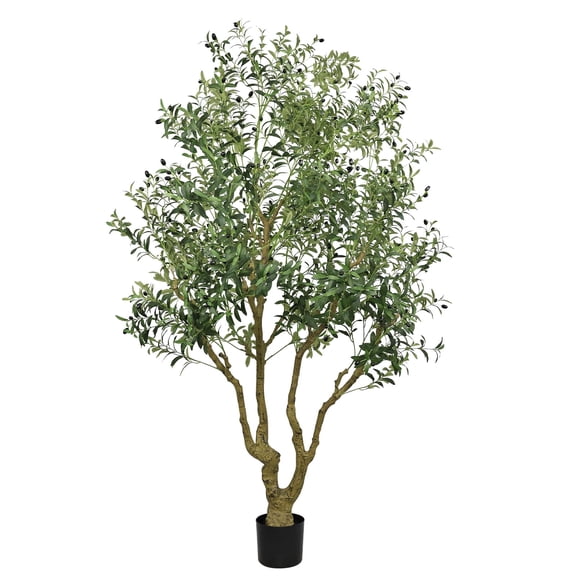 98" Tall Artificial Olive Tree in Black Pot - Realistic Faux Tree for Living Room Corner Office Decor