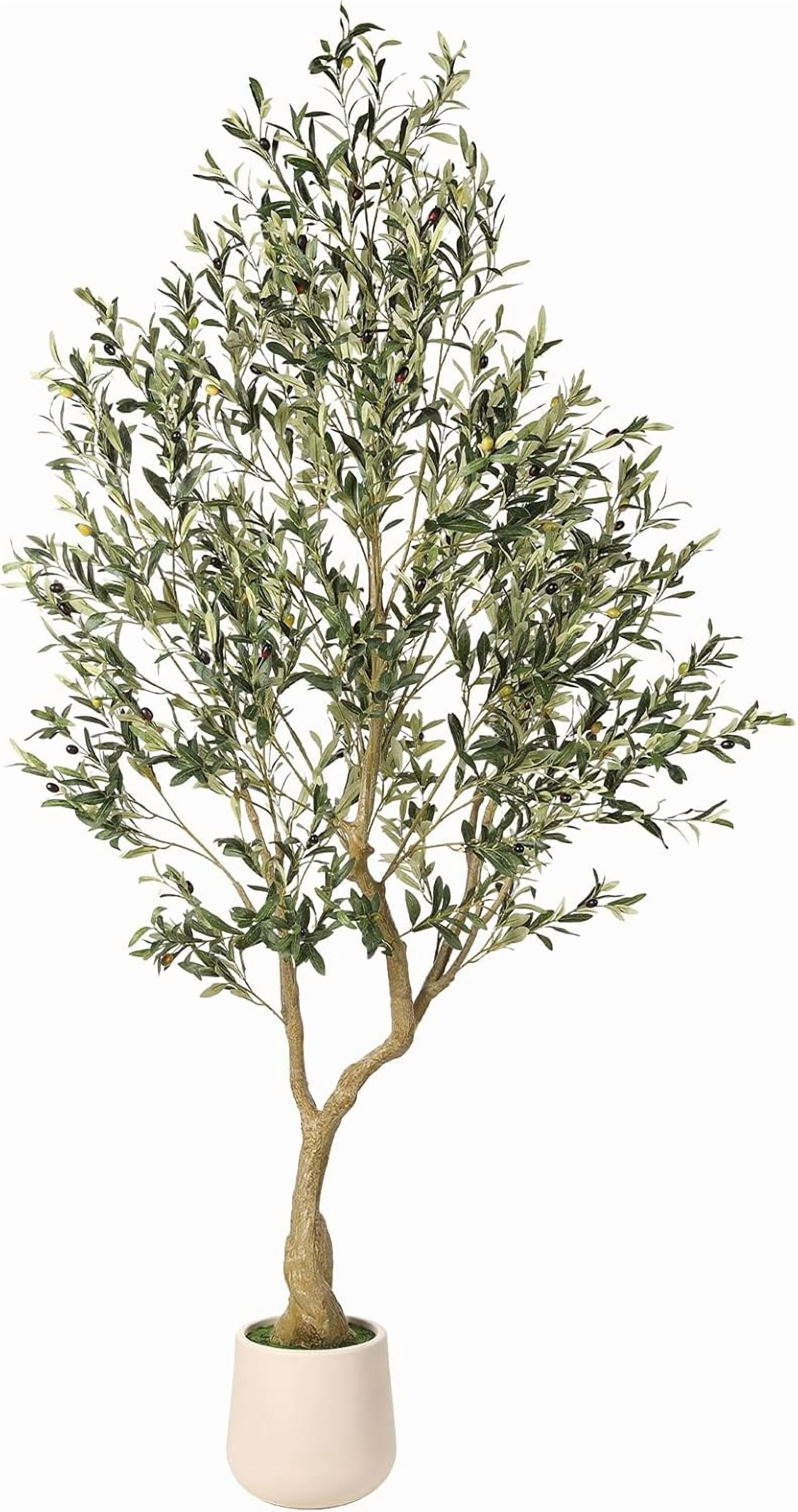 7ft Artificial Olive Tree with Tall Exquisite Planter - Realistic Fake ...