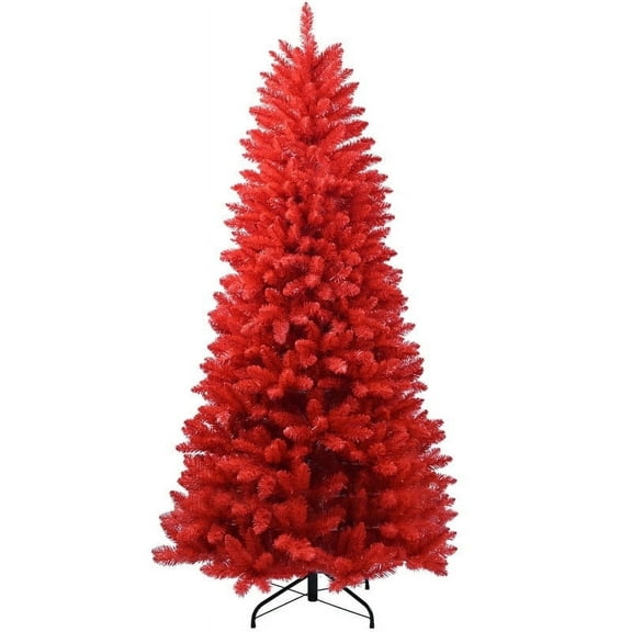Makeatree 7ft Artificial Red Christmas Tree Full Real Halloween Xmas Tree with 1066 Branch Tips Easy to Assemble, Decoration for Indoor and Outdoor
