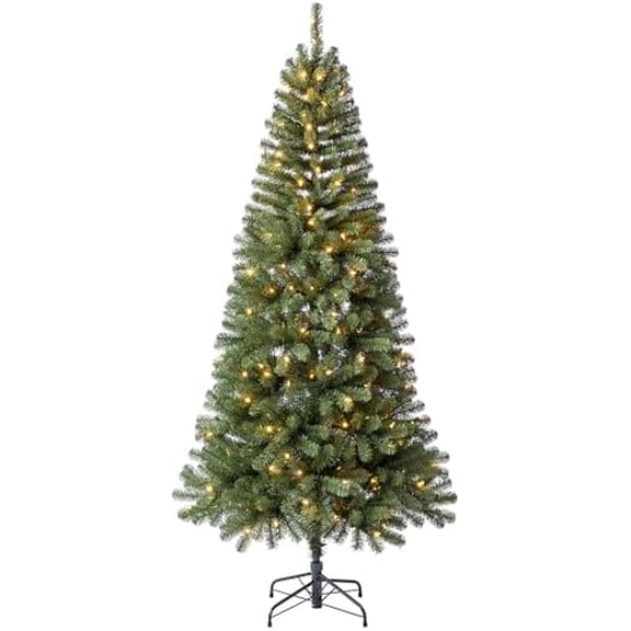 7ft Brighthampton Pre-Lit Christmas Tree Artificial Spruce with 200 Warm White LED Lights and 775 Branch Tips Indoor Holiday Decor
