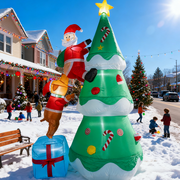 7ft Christmas Inflatable Tree with Biting Santa Dog & Gift Boxes, Bright LED Lights Outdoor Indoor Decor for Xmas Yard, Garden, Patio