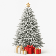 7FT Snow Flocked Christmas Tree Clearence, Full Lifelike Artificial Xmas Tree with 1514 Branch Tips, White Snowy Holiday Home Decor, Hinged Design with Sturdy Metal Stand and Hinges.