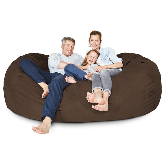 7ft Giant Bean Bag Chair with Microsuede Cover, Ultra Soft Foam Filling, Washable XXL Sack Sofa Bed for Teens, Adults, Dorm, Family Room, Brown