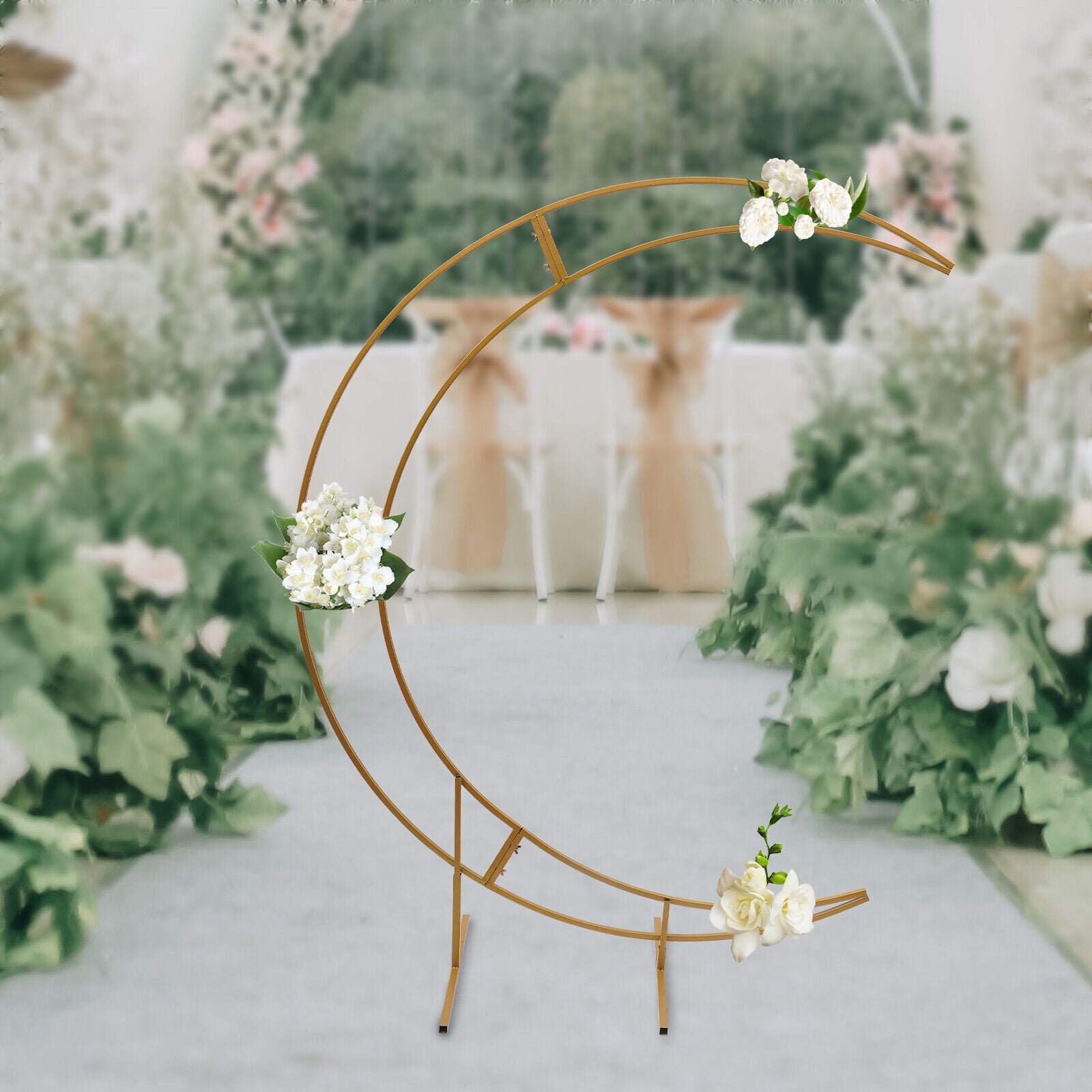 7ft Gold Crescent Wedding Moon Arch Stand,Carbon Steel.11lbs Load