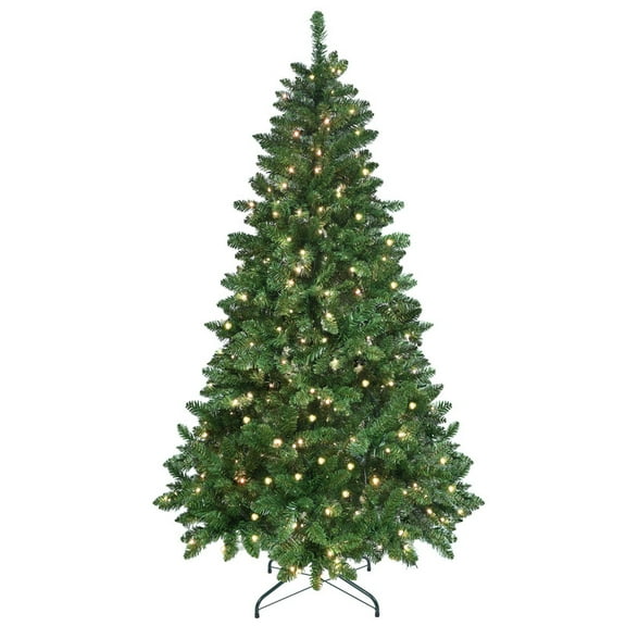 7ft Green Christmas Tree with 400 WiFi-Controlled RGB LED Lights, 1063 PVC Tips, 38 Light Functions, Music Sync, Hinged Structure & Metal Stand – Smart App-Controlled Holiday Tree