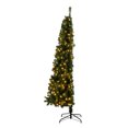 7ft HalfShape Christmas Tree, SpaceSaving Slender Artificial Xmas