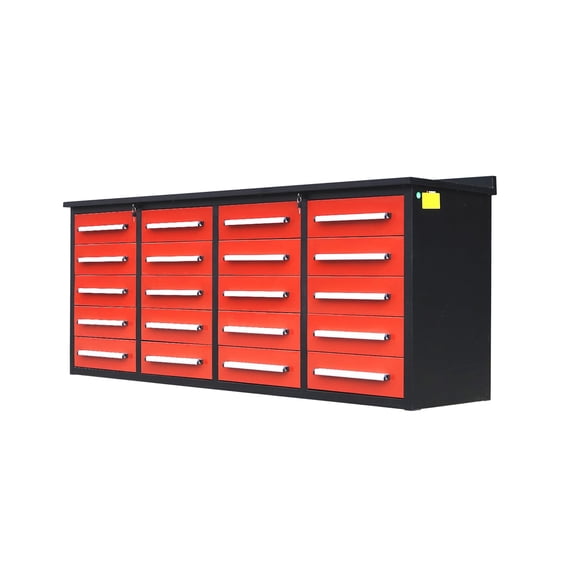 7ft Heavy Duty Garage Workbench Cabinet with 20 Drawers, Red