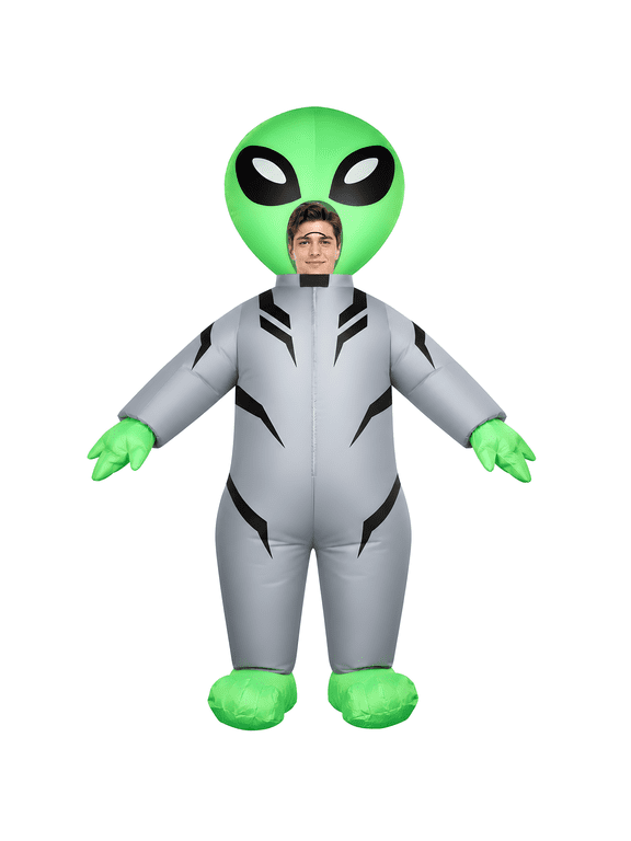 Inflatable Alien Halloween Costume for Adults, 6.6 FT Giant Blowup Alien Suit, Battery Powered Funny Cosplay Costume for Halloween Party, TrickorTreat, Costume Contest