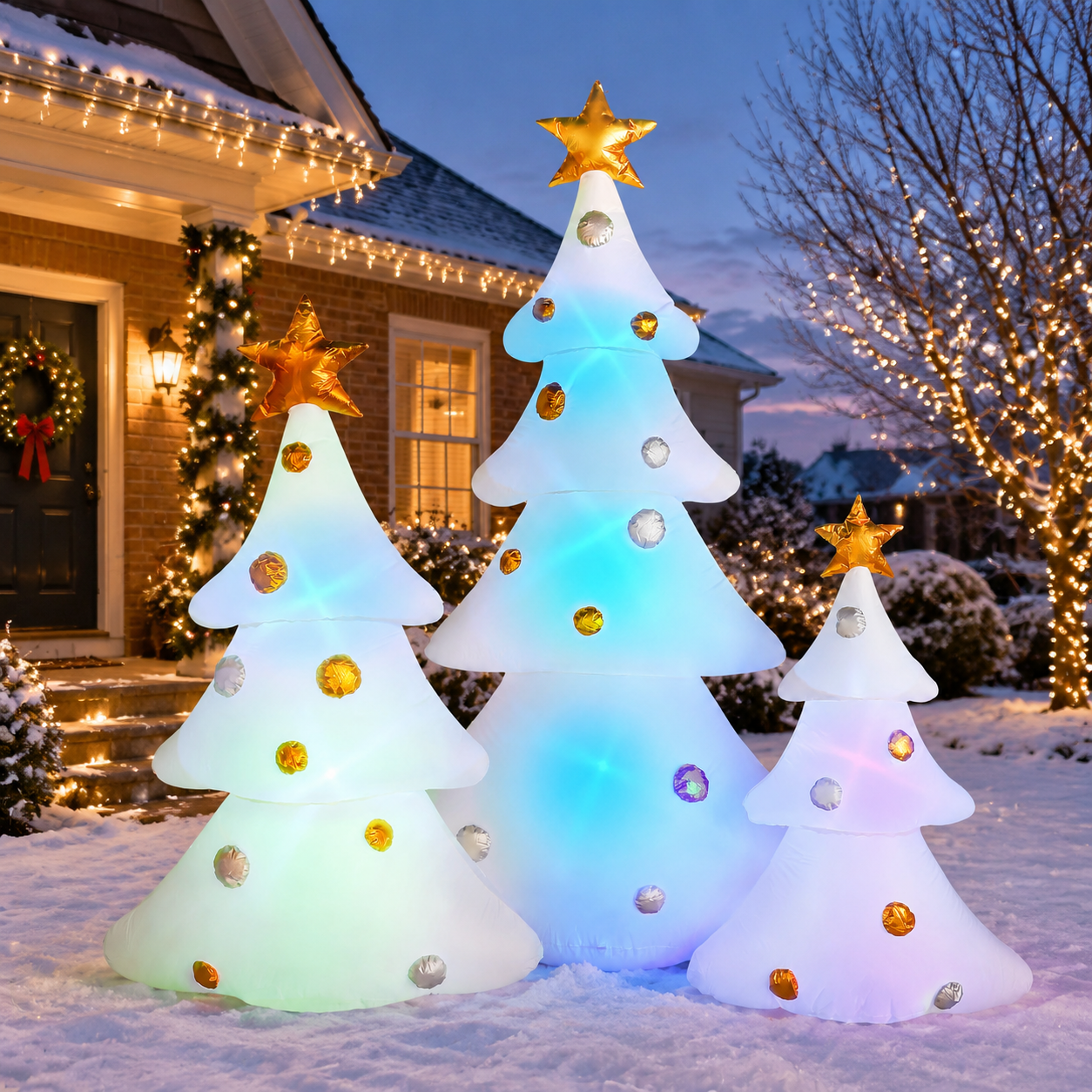 7ft Inflatable Tree Outdoor Holiday Decoration with Built-In LED Lights ...