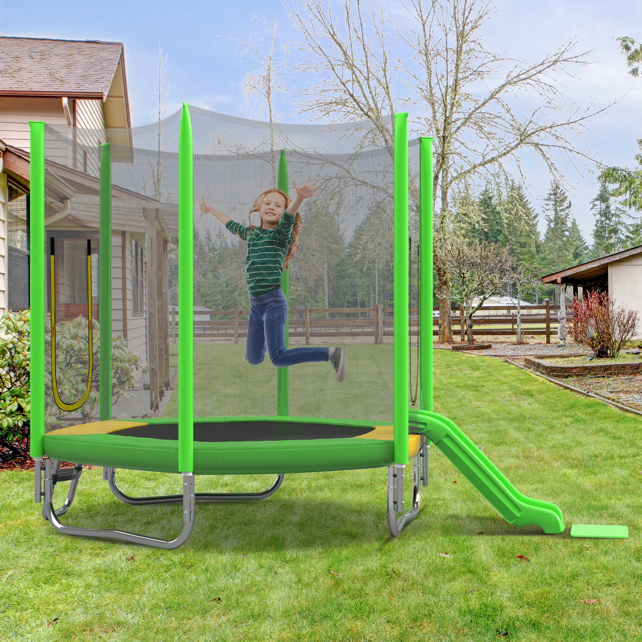 7ft Kids Trampoline with Slide, Small Toddler Trampoline with