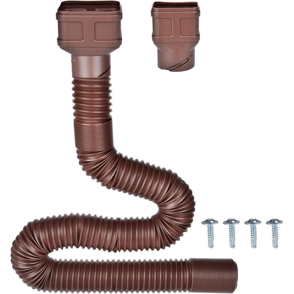 7ft Long Gutter Downspout Extensions, Outer diameter 3" Extender for Rainwater Drainage, Flexible Drainage Pipe Suitable 2"3" and 3"4" (Brown-1-Pack)