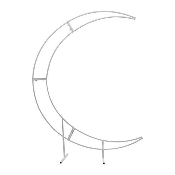 7ft Metal Curved Wedding Arch Stand Crescent Moon Flower Balloon Frame for Ceremony White