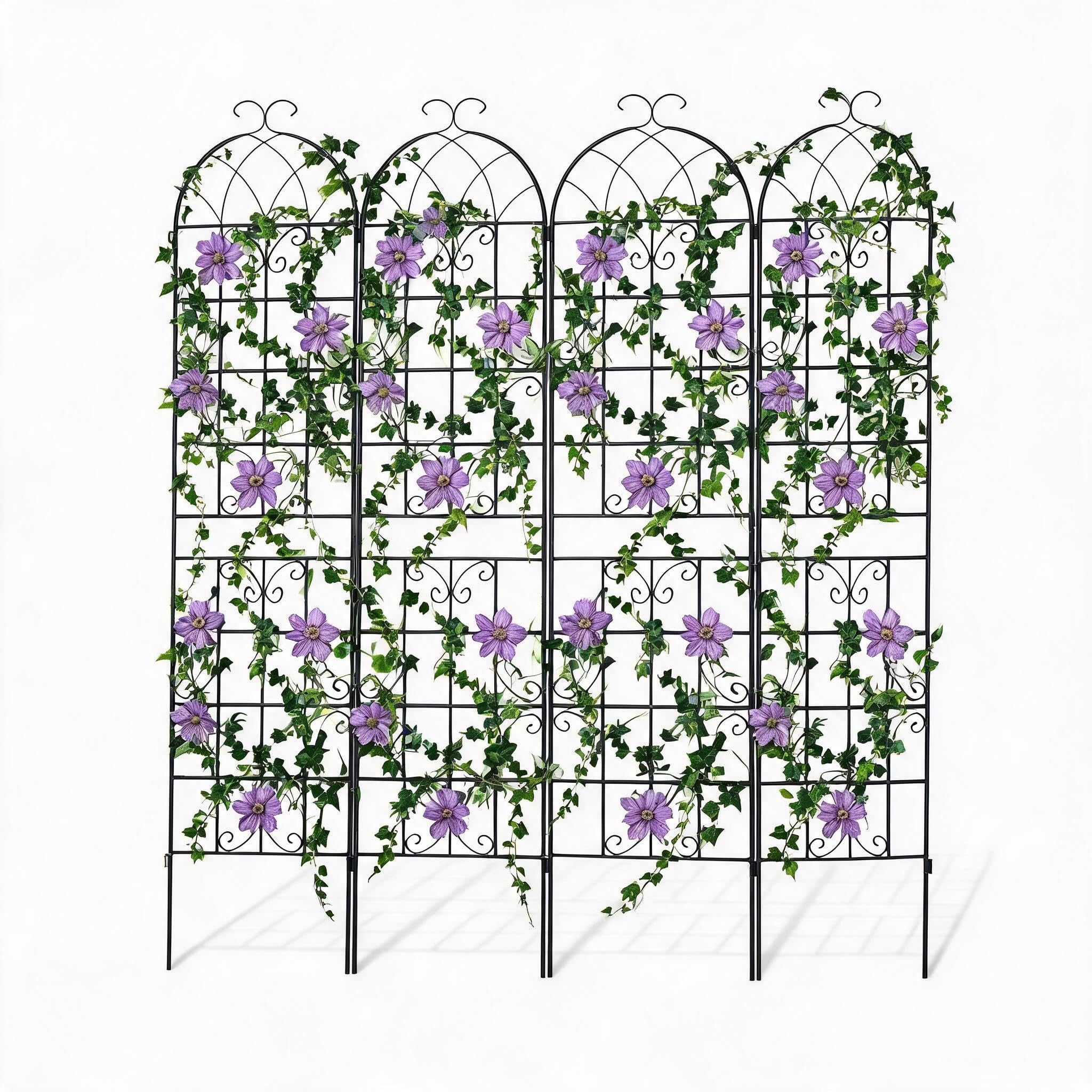 Collapsing Panel 7ft Metal Garden Trellis Arch, Collapsible Z-Shape Outdoor Lattice ...