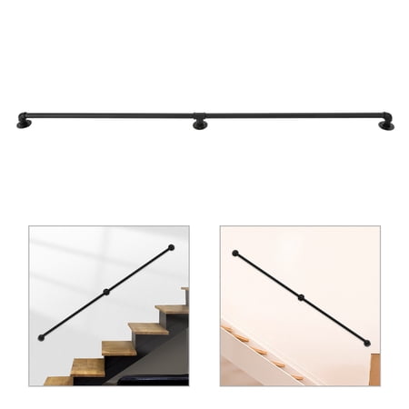7ft Modern Wall-mounted Black Column Stair Handrail Metal Staircase Handrail Industrial Galvanized Steel Pipe
