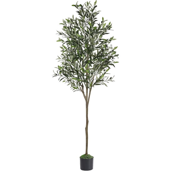 7ft Olive Tree Artificial Indoor, Fake Tree Potted Faux Olive Trees with Lifelike Fruits and Realistic Leaves, Artificial Plants Indoor Fake Plants for Modern Home Office Living Room Decor