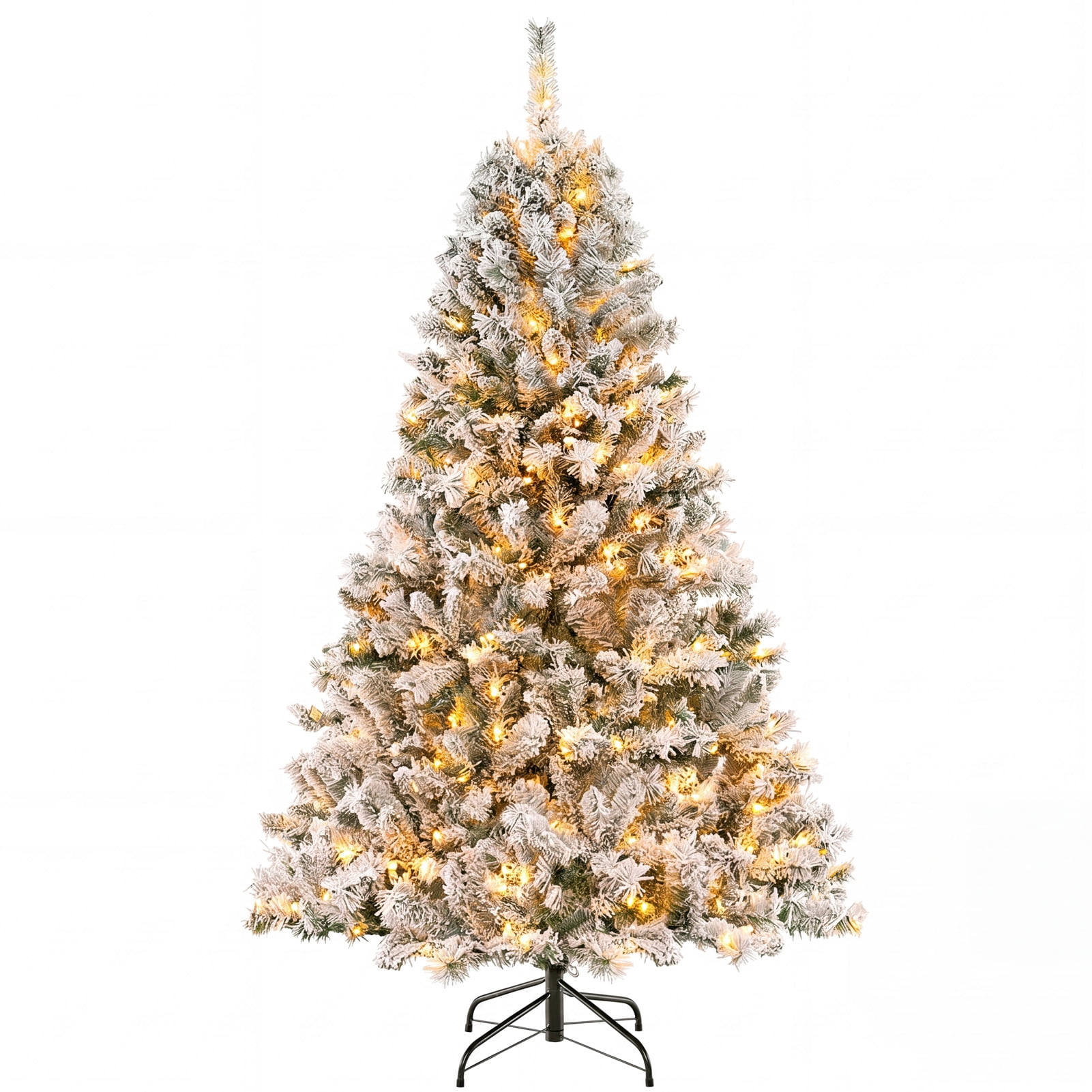 Led Tree Street 7ft Pre-Lit Artificial Christmas Tree, Snow Flocked Design Pine Tree ...