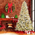 thumbnail image 1 of Qunler 7ft Pre-Lit Artificial Snow Flocked Full Christmas Tree with 300 LED Warm White & Multicolor Lights, 1 of 8