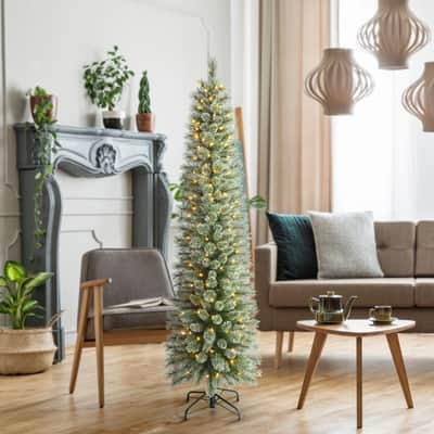 7ft. Pre-Lit Cashmere Pencil Artificial Christmas Tree - Warm White LED Lights by Ashland