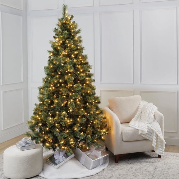 7ft. Pre-Lit Celebration Pine Artificial Christmas Tree, Warm White Mini LED Lights by Ashland