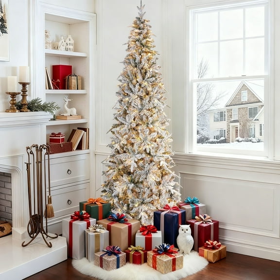 7.5' Pre-Lit Green Cypress Artificial Christmas Tree with 500 Warm White Twinkle LED Lights, by My Texas House