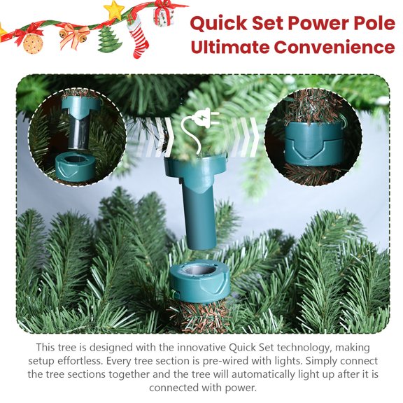 7ft Prelit Christmas Tree with 340 RGB Lights & Easy Power Setup, 2126 PE/PVC Tips, 50 Functions Multicolor Artificial Holiday Tree for Home Party Living Room Decor