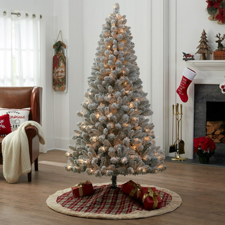 Flocked christmas trees at cheap walmart