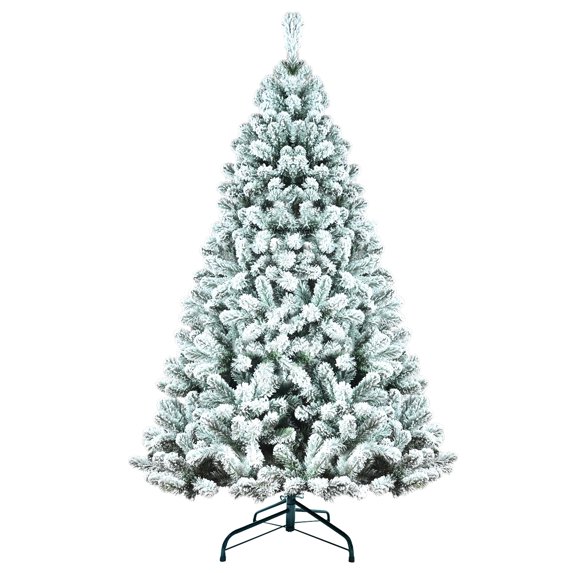 7ft Premium Snow Flocked Artificial Christmas Tree with 1064 Tips, Metal Stand, Easy to Assemble