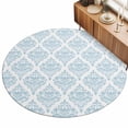 7ft Round Rug Blue Floral Boho Area Rugs for Living Room Bedroom ...