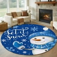 thumbnail image 1 of 7ft Round Rug, Blue Snowman Christmas Non-Skid Rubber Backing Large Area Rugs - Living Room Bedroom Home Office, Xmas Winter Snowflake Let Snow Indoor Floor Mat Carpets Washable Rug, 1 of 9