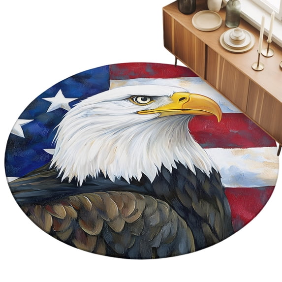 7ft Round Rug Eagle Area Rugs for Living Room Bedroom Washable Non Slip ...