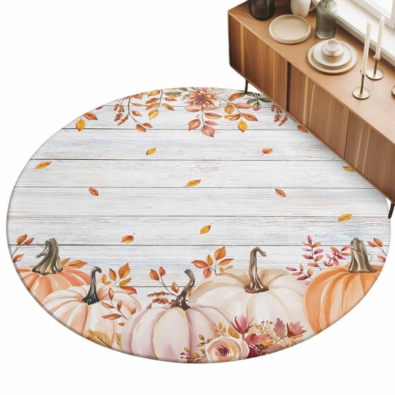 7ft Round Rug Fall Pumpkins Area Rugs for Living Room Bedroom Washable ...