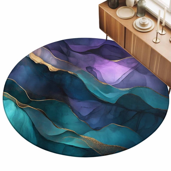 7ft Round Rug Purple Blue Ombre Area Rugs for Living Room Bedroom ...