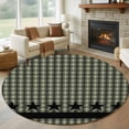 thumbnail image 1 of 7ft Round Rug, Sage Green Black Plaid Non-Skid Rubber Backing Large Area Rugs - Living Room Bedroom Home Office, Vintage Star Buffalo Check Rustic Indoor Floor Mat Carpets Washable Rug, 1 of 9